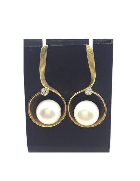 Pendientes de oro con perla y brillante