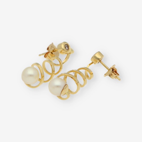 Pendientes largos en oro 18kt con brillante