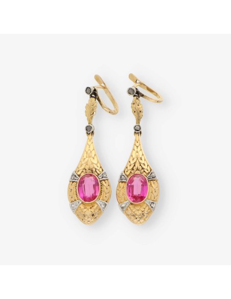 Pendientes largos vintage en oro 18kt