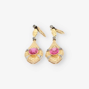 Pendientes largos vintage en oro 18kt 2