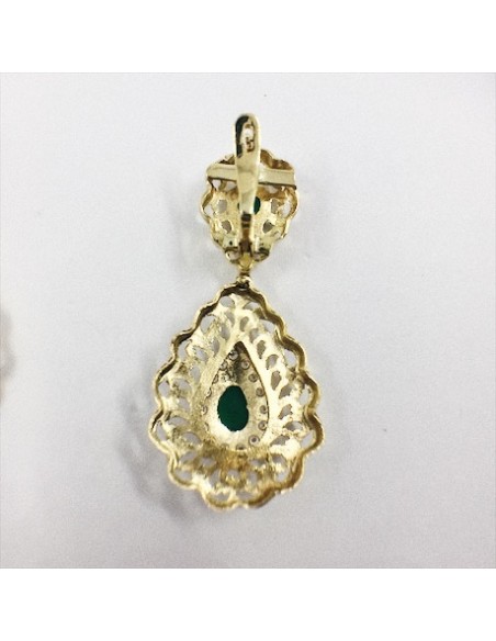 Pendientes de oro, brillantes y esmeraldas