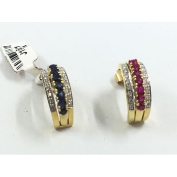 Pendientes de brillantes con centro intercambiable de rubÃ­es y zafiros