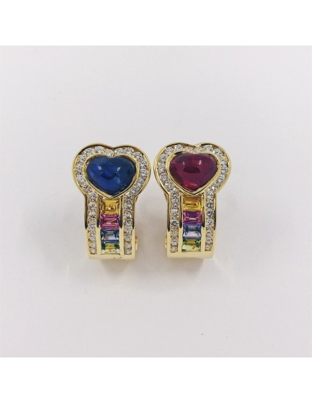 Pendientes CorazÃ³n en oro 18kt con brillantes