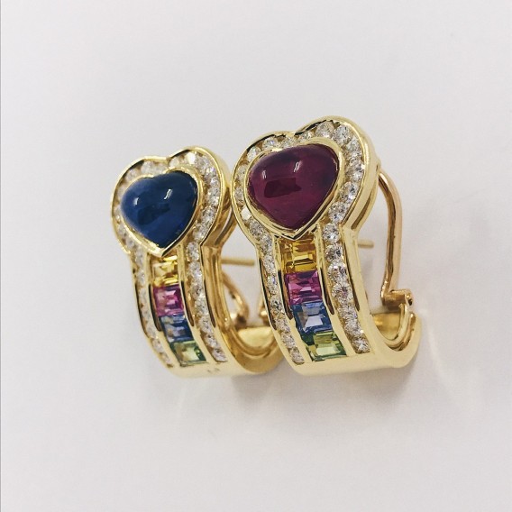 Pendientes CorazÃ³n en oro 18kt con brillantes