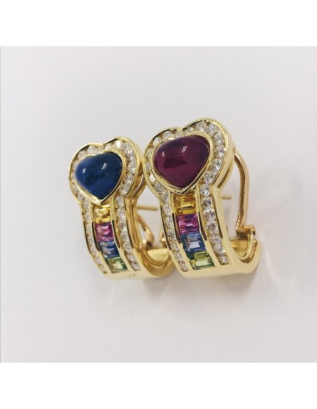 Pendientes CorazÃ³n en oro 18kt con brillantes