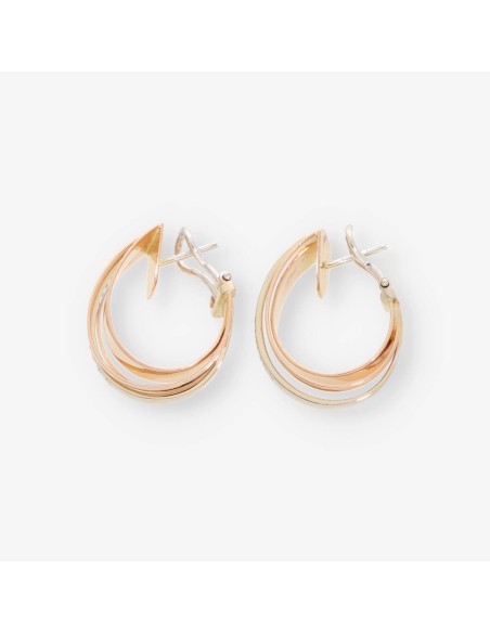 Pendientes aro en oro rosa 18kt y brillantes