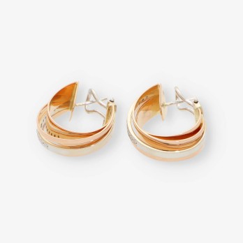 Pendientes aro en oro rosa 18kt y brillantes 2