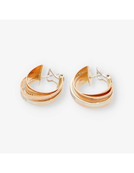 Pendientes aro en oro rosa 18kt y brillantes