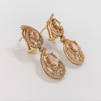 Pendientes mÃ³viles en oro y brillantes 2