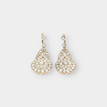 Pendientes vintage en oro 18kt con diamantes 2