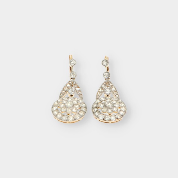 Pendientes vintage en oro 18kt con diamantes