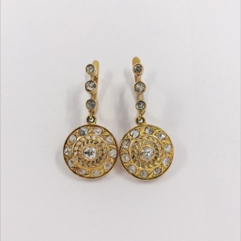 Pendientes vintage en oro 18kt con diamantes