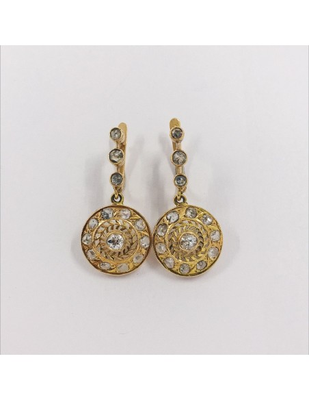 Pendientes vintage en oro 18kt con diamantes