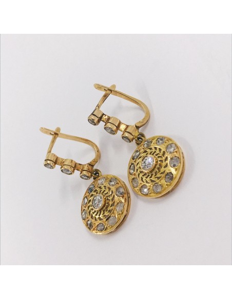 Pendientes vintage en oro 18kt con diamantes
