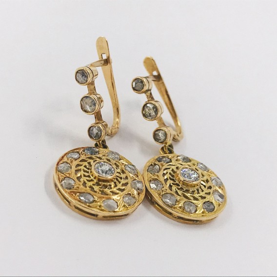 Pendientes vintage en oro 18kt con diamantes