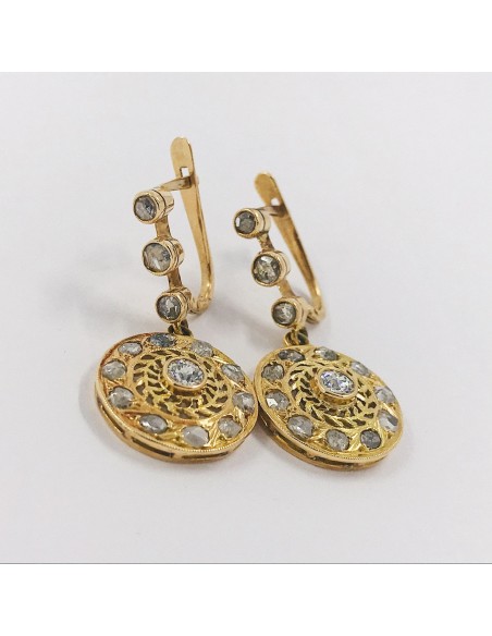 Pendientes vintage en oro 18kt con diamantes