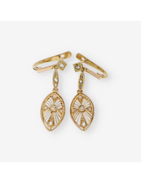 Pendientes vintage en oro 18kt con diamantes