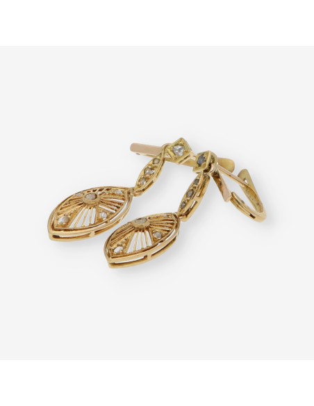 Pendientes vintage en oro 18kt con diamantes