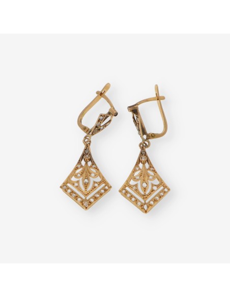 Pendientes vintage en oro 18kt con diamantes