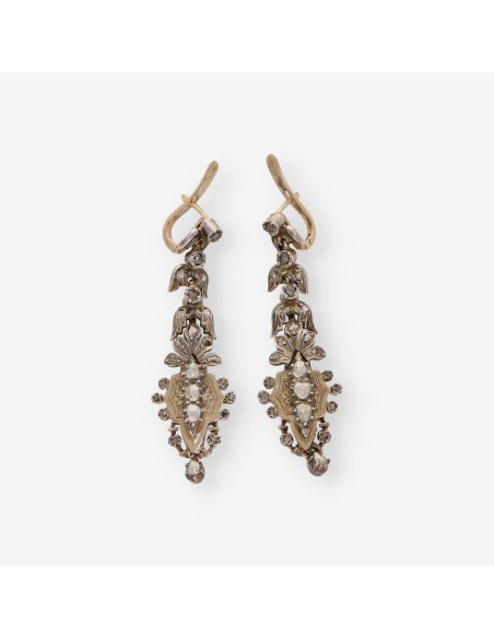 Pendientes vintage en oro 18kt con diamantes