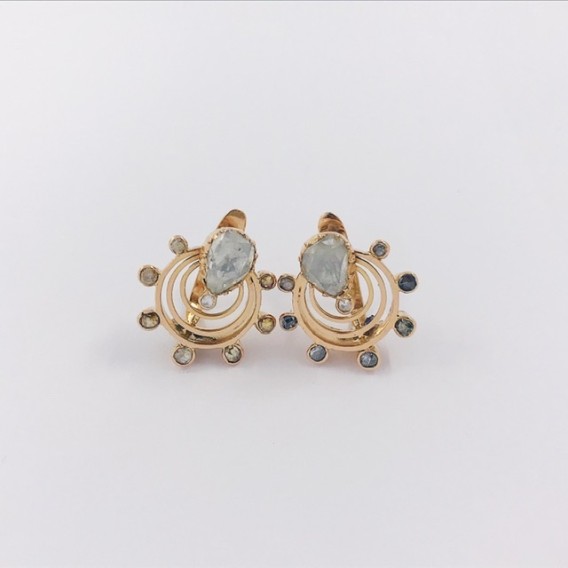 Pendientes vintage en oro 18kt con diamantes