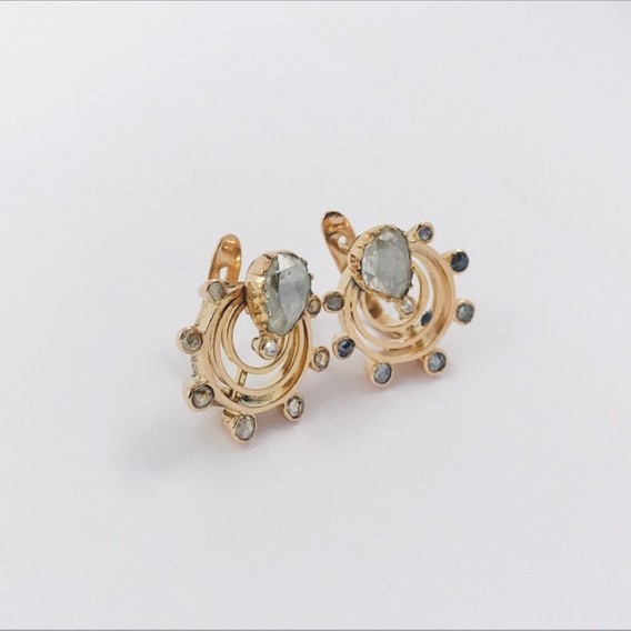 Pendientes vintage en oro 18kt con diamantes