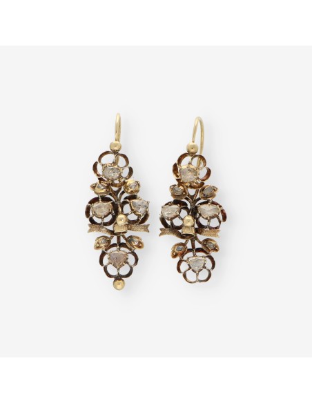 Pendientes vintage en oro 18kt con diamantes