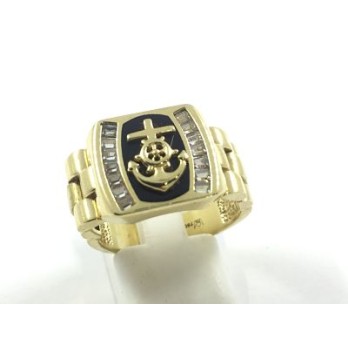 Anillo sello articulado con emblema marinero