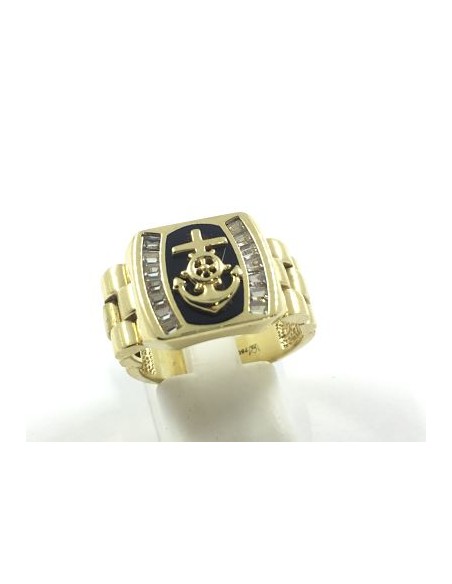Anillo sello articulado con emblema marinero