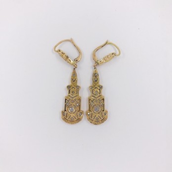 Pendientes vintage en oro 18kt con diamantes 2