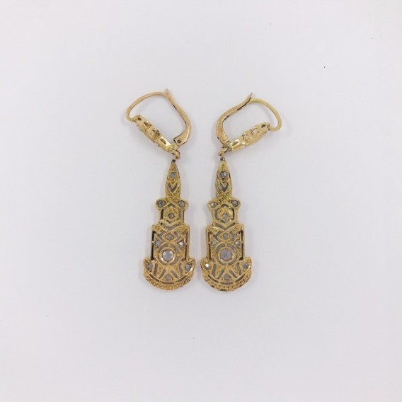 Pendientes vintage en oro 18kt con diamantes