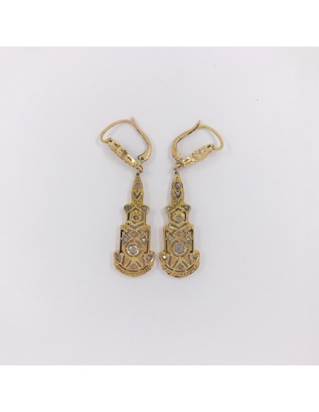 Pendientes vintage en oro 18kt con diamantes