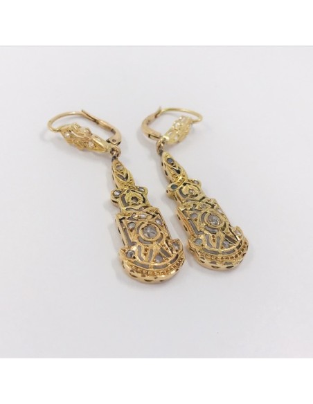 Pendientes vintage en oro 18kt con diamantes