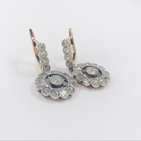 Pendientes vintage en oro 18kt con diamantes