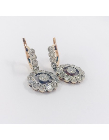 Pendientes vintage en oro 18kt con diamantes