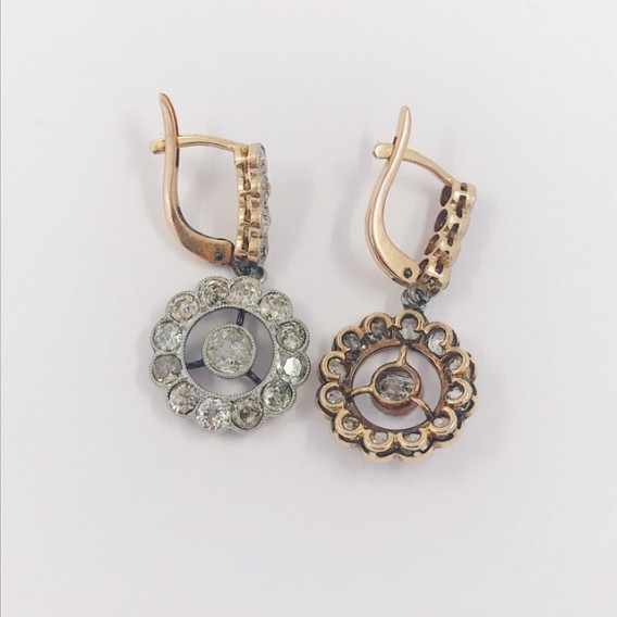 Pendientes vintage en oro 18kt con diamantes