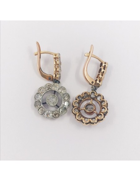 Pendientes vintage en oro 18kt con diamantes