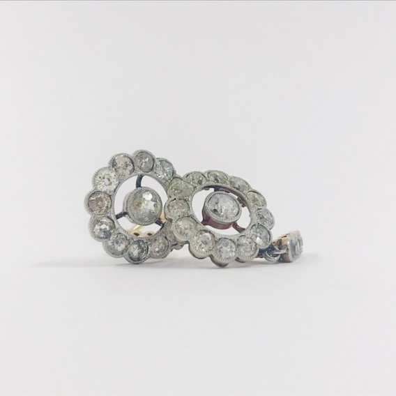 Pendientes vintage en oro 18kt con diamantes