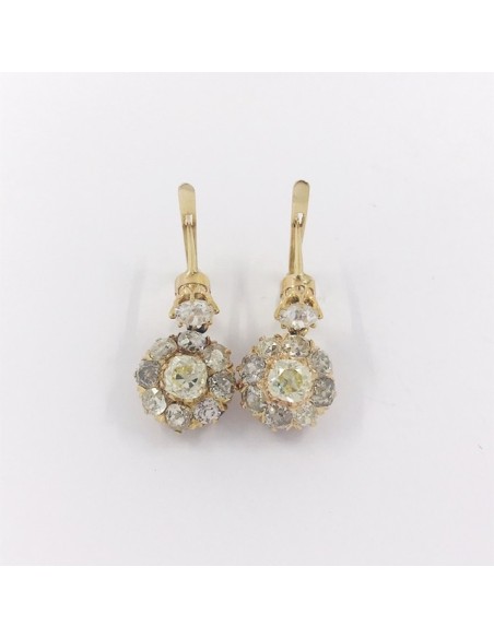 Pendientes vintage en oro 18kt con diamantes