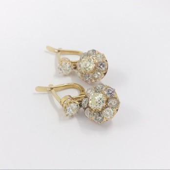 Pendientes vintage en oro 18kt con diamantes 2