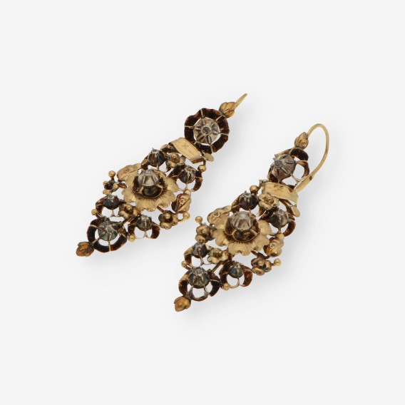 Pendientes del siglo XIX en oro 18kt con diamantes