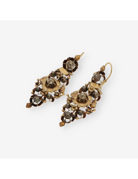 Pendientes del siglo XIX en oro 18kt con diamantes