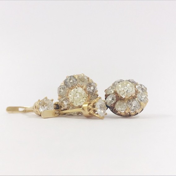Pendientes vintage en oro 18kt con diamantes