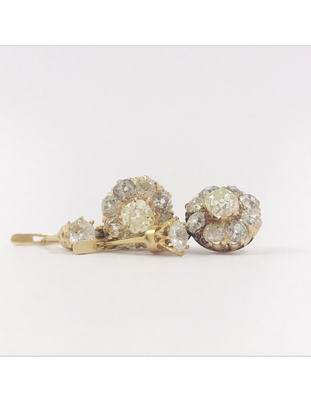Pendientes vintage en oro 18kt con diamantes