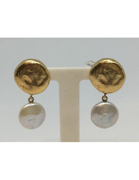 Pendientes redondos en oro y perla Tous