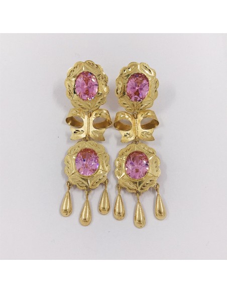 Pendientes largos vintage en oro 18kt