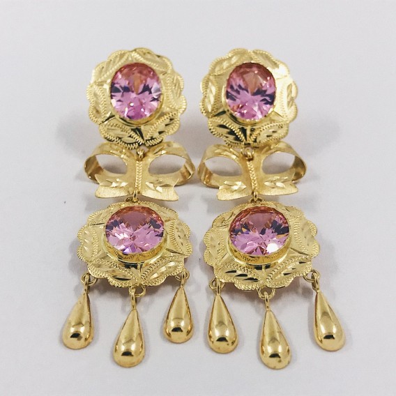 Pendientes largos vintage en oro 18kt
