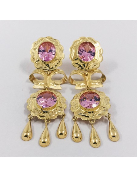 Pendientes largos vintage en oro 18kt