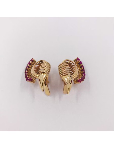 Pendientes en oro 18kt con rubÃ­s