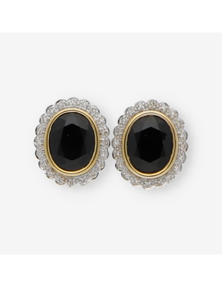 Pendientes rosetÃ³n con piedra azul y brillantes